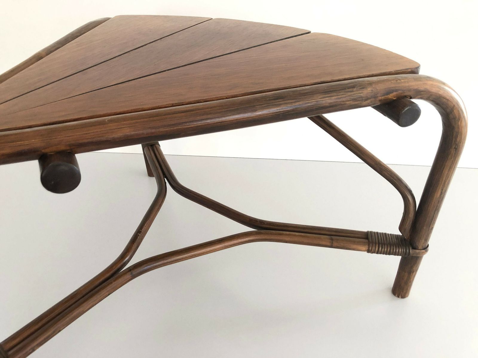 photo furniture Dark Brown Bamboo   Wood Triangle Pieces Design Rare Coffee Table, 1960s