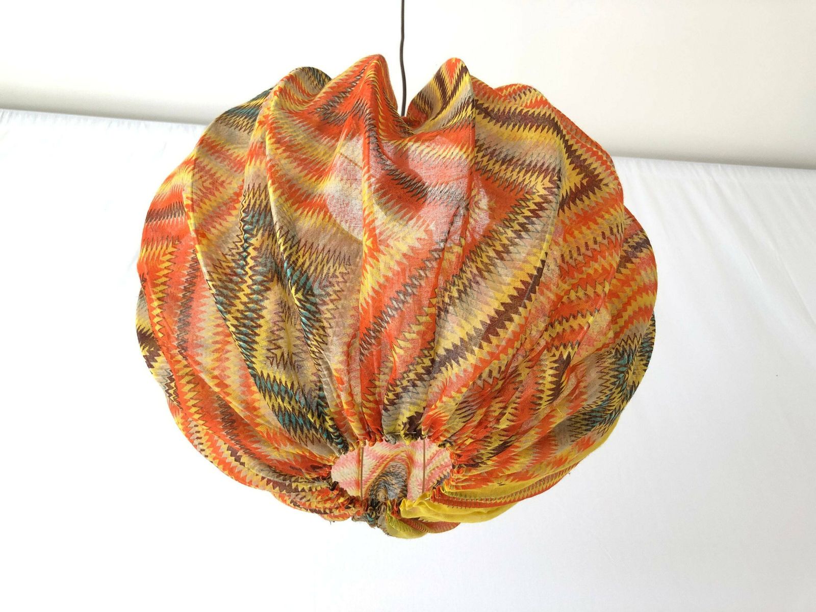 Retro Colorful Thin Fabric Ball Pendant Lamp By Aro Leuchte, 1970s, Germany photo Lighting