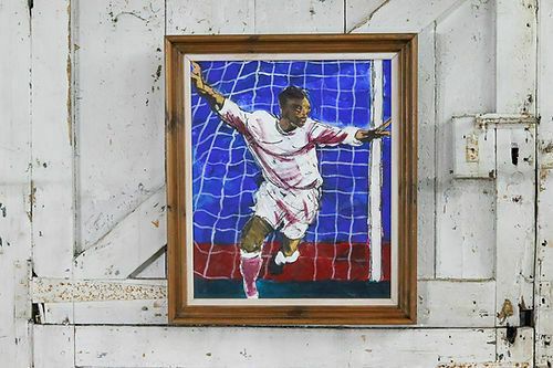 Football Player Oil Painting, 1990s