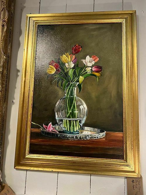Handsome Pair Of Original Gold Framed Oil Paintings By John Hiom photo furniture