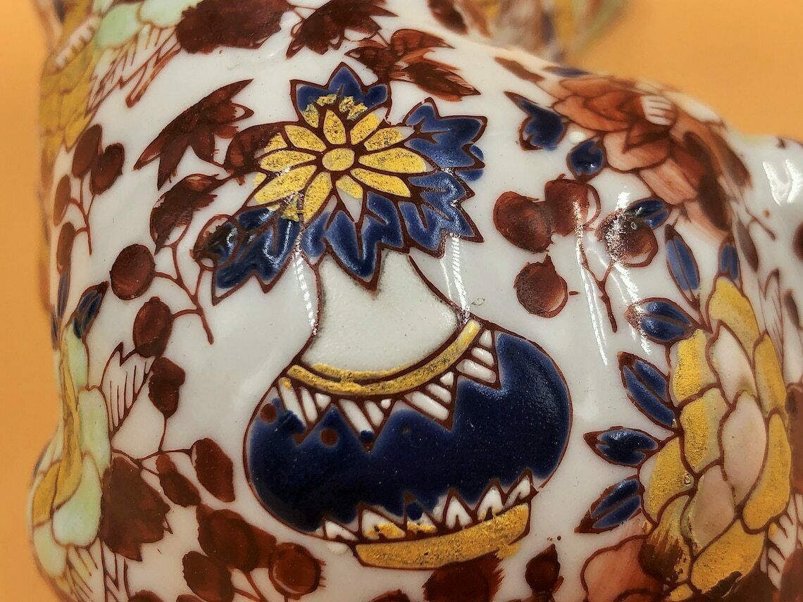 Signed Chinese Porcelain Hand Painted Imari Hound Dog By Yayou Zhen Cang. photo 125.0