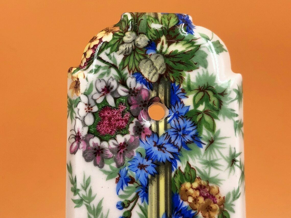 Pair Of Porcelaine De Paris, France Floral Chintz Finger Plates And Matching Coat Hook. photo for sale
