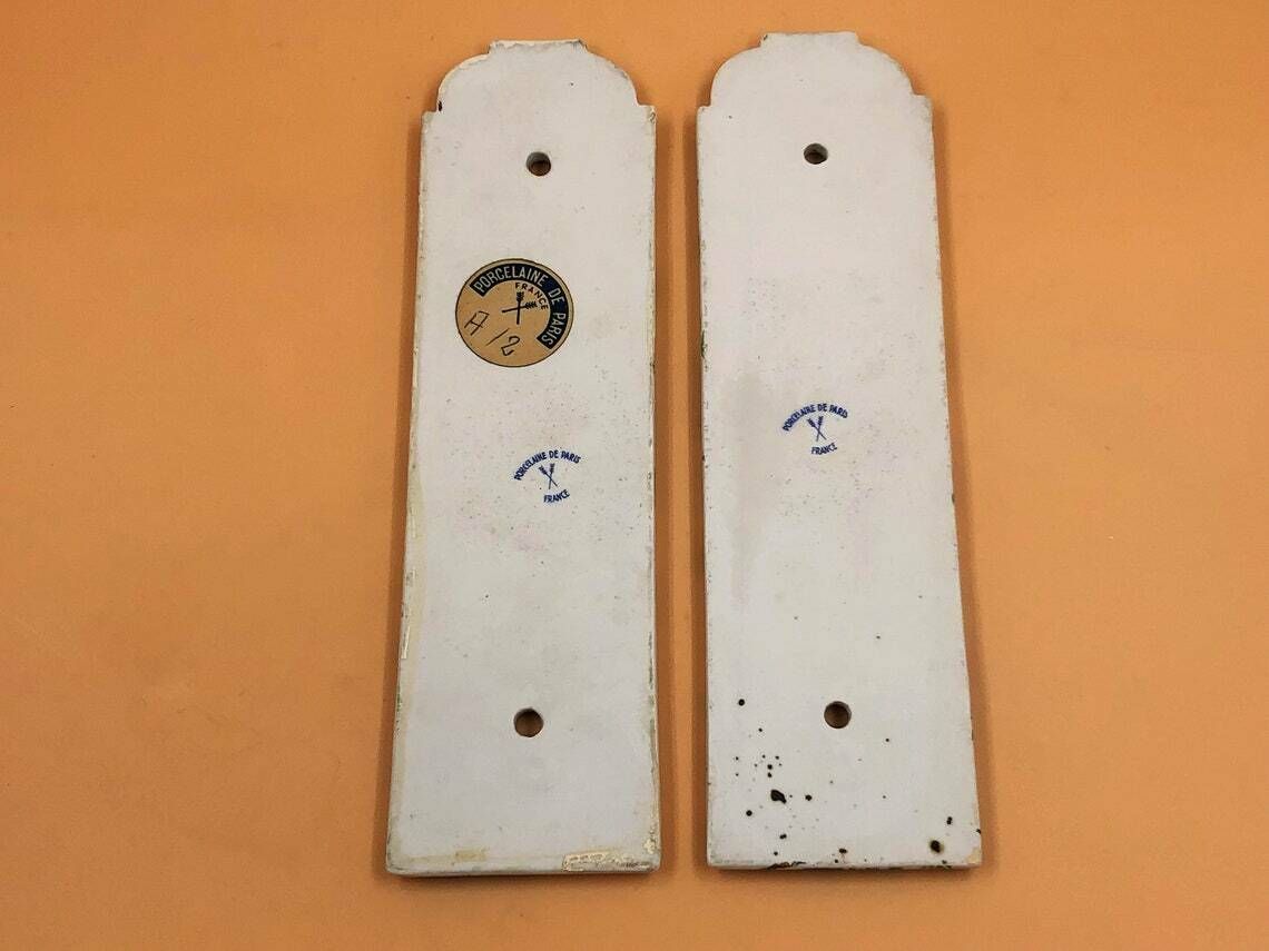 photo furniture Pair Of Porcelaine De Paris, France Floral Chintz Finger Plates And Matching Coat Hook.