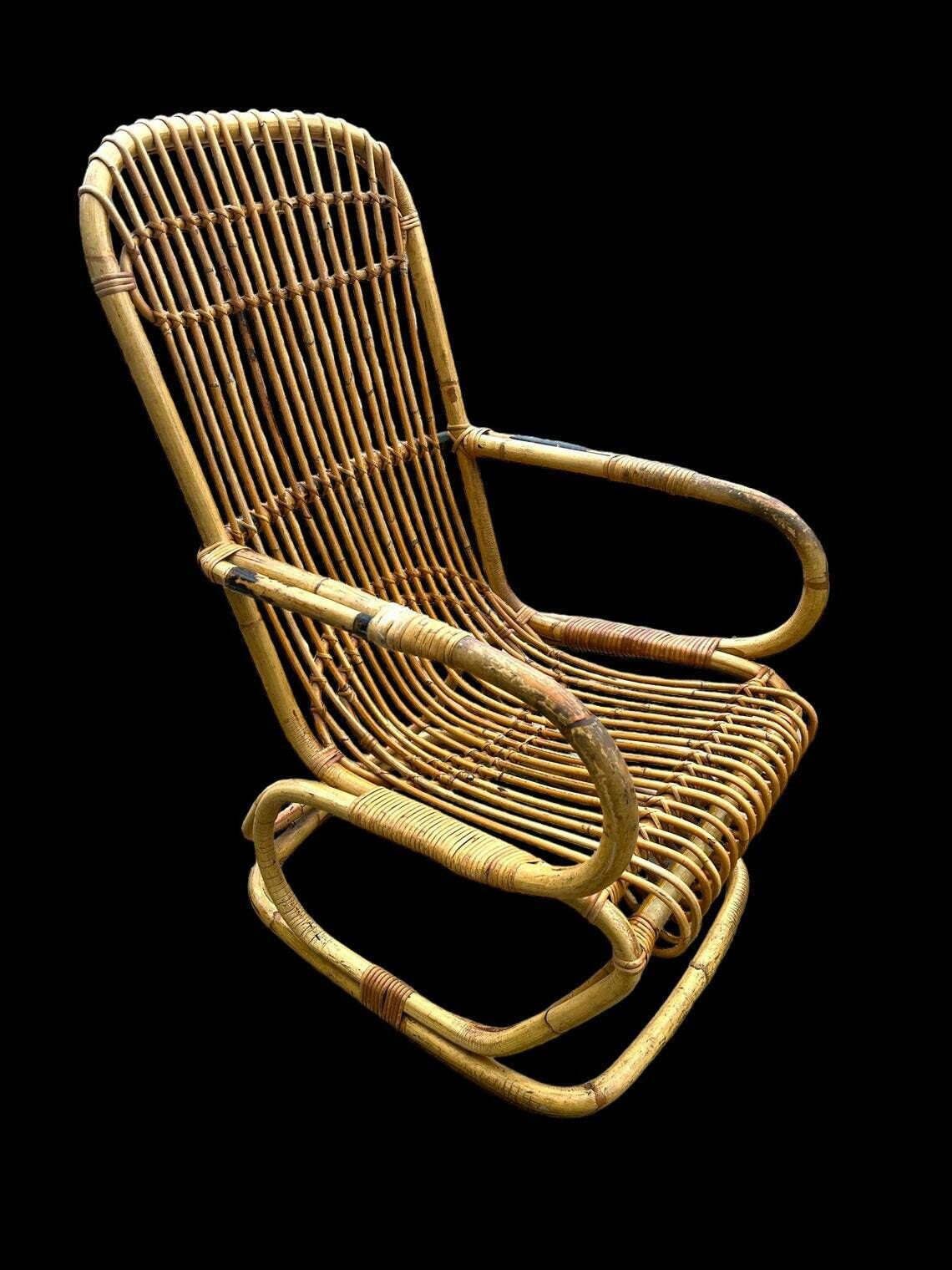 Mid Century Bamboo And Cane Armchair After Tito Agagoli. Home Decor