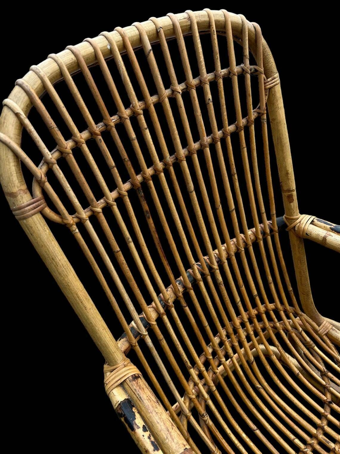 Mid Century Bamboo And Cane Armchair After Tito Agagoli. Home Decor photo Furniture