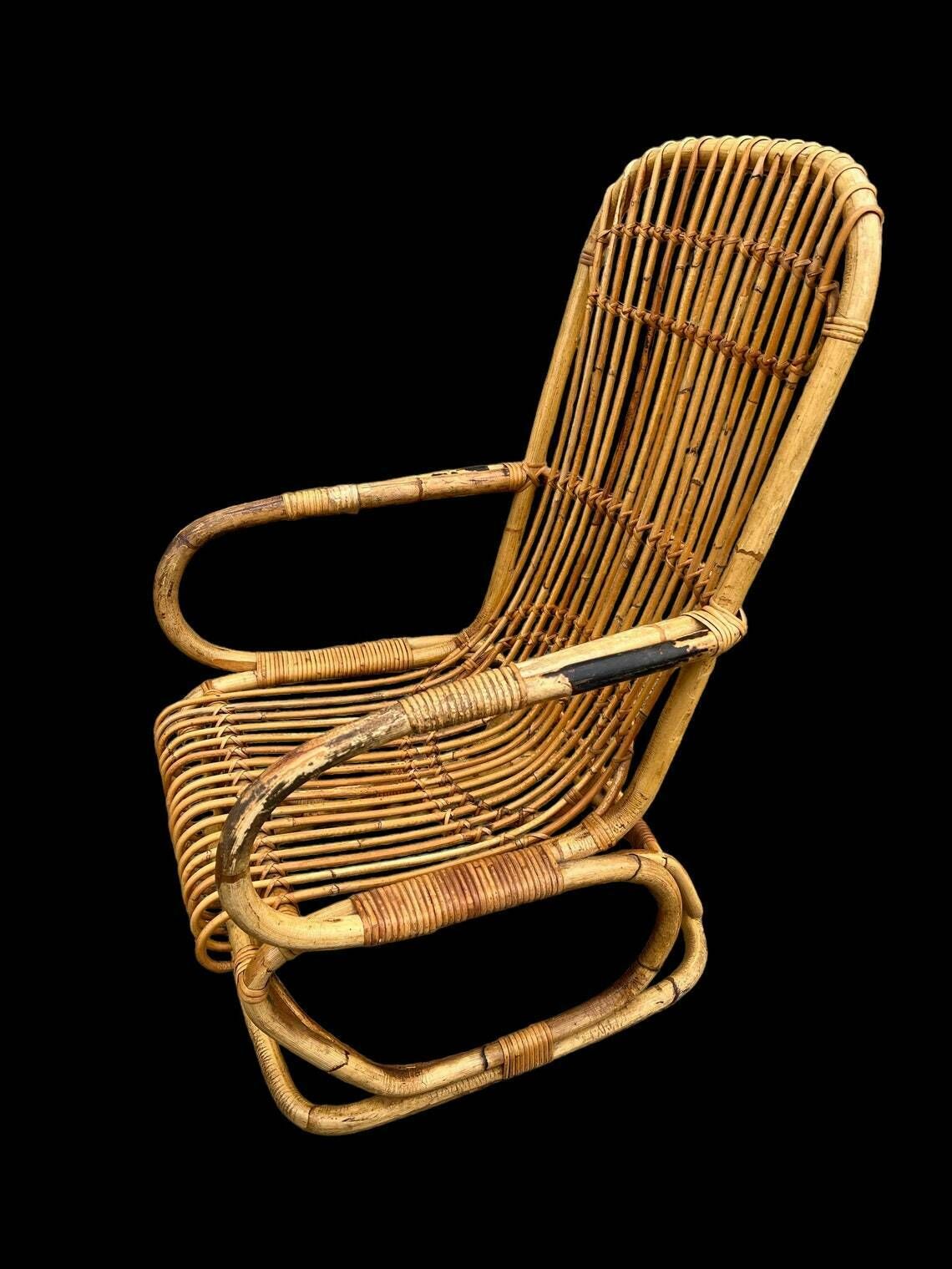 Mid Century Bamboo And Cane Armchair After Tito Agagoli. Home Decor photo vinterior