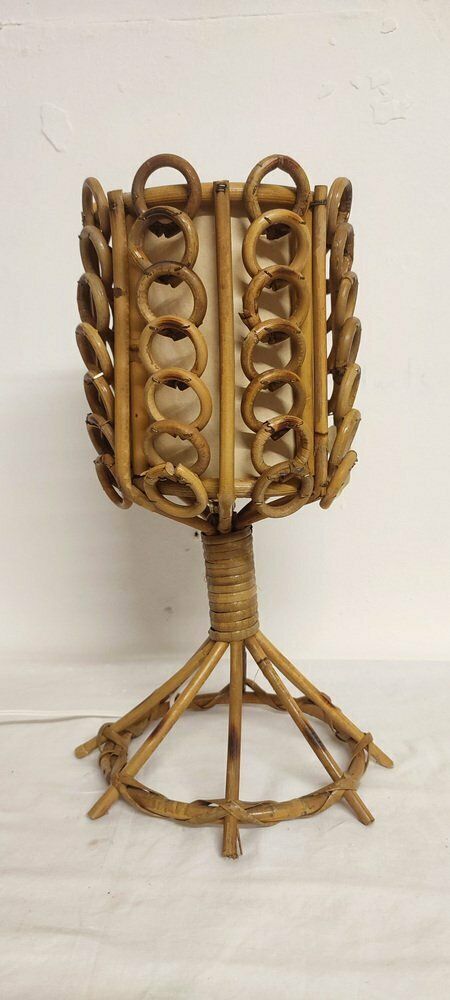 Rattan Table Lamp, Spain, 1980s