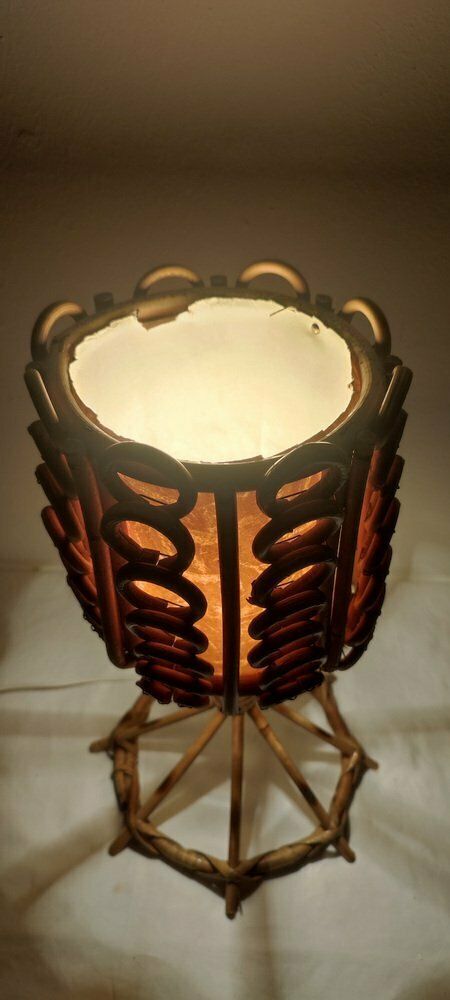 Rattan Table Lamp, Spain, 1980s photo for sale