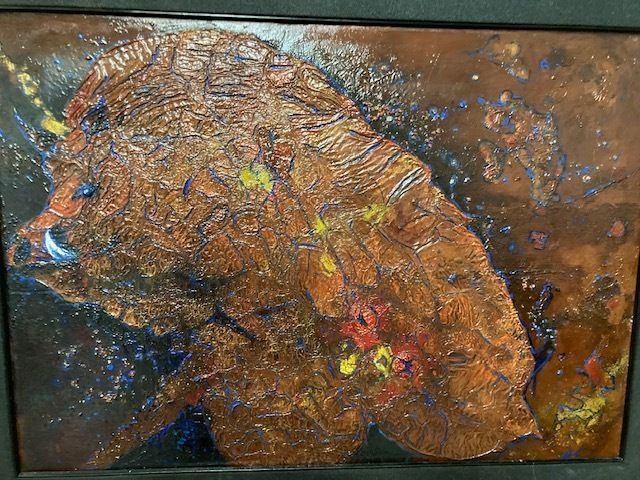 Painting "Boar" Contemporary Art In Polychrome Enamels