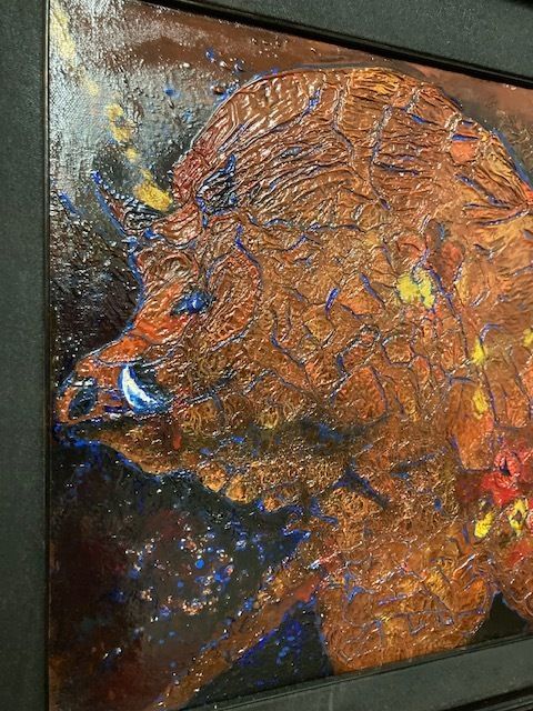 Painting "Boar" Contemporary Art In Polychrome Enamels photo furniture