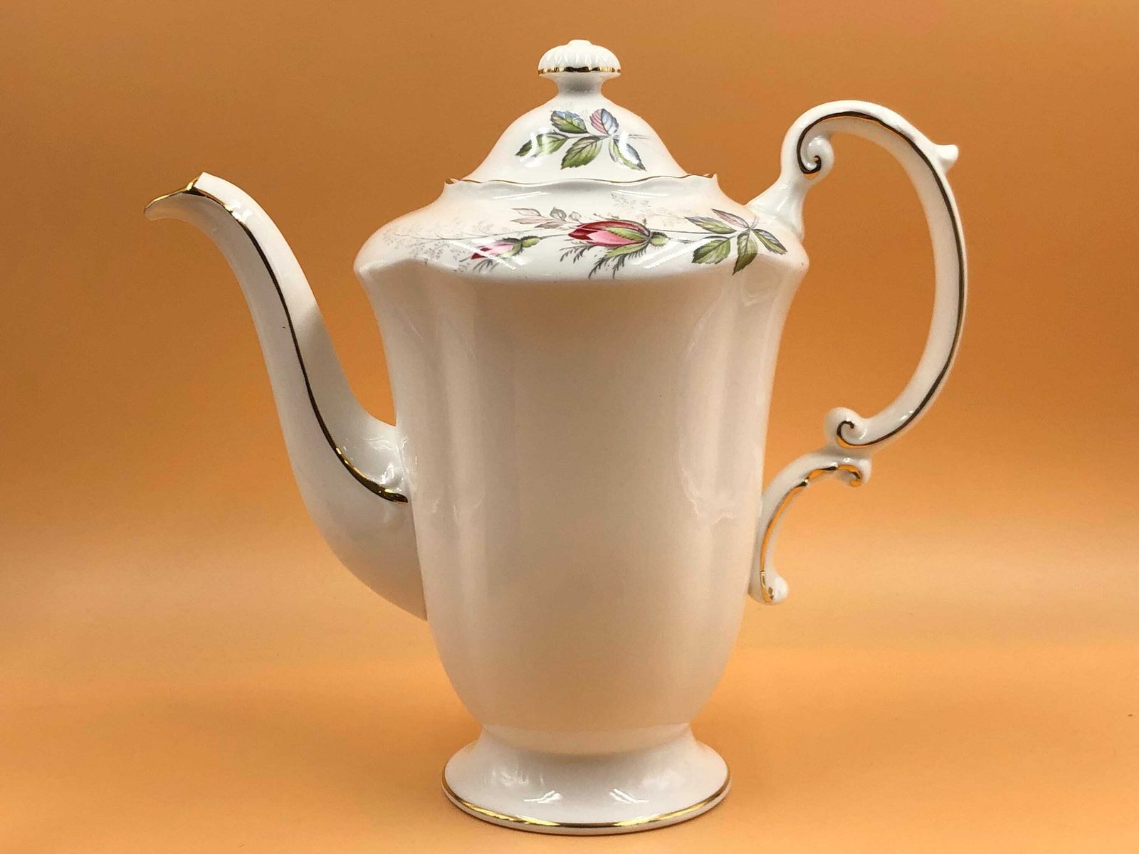 Large Vintage Paragon China Bridal Rose 2 Pint Capacity Coffee Pot.   Free Uk Post