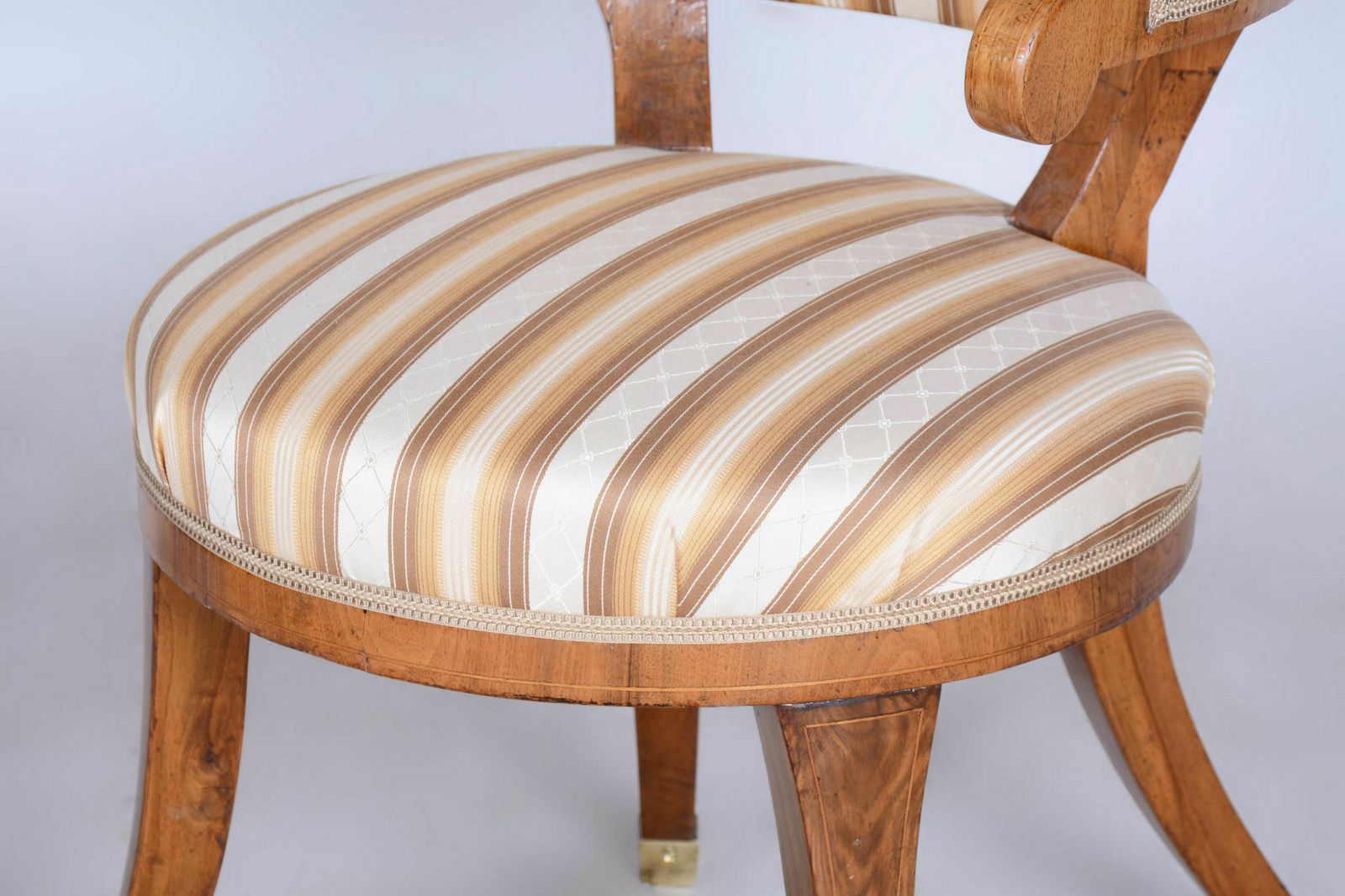 Restored Biedermeier Walnut Armchair, Josef Danhauser, Revived Polish, New Professional Upholstery, Vienna, Austria, 1820s photo 1800.0