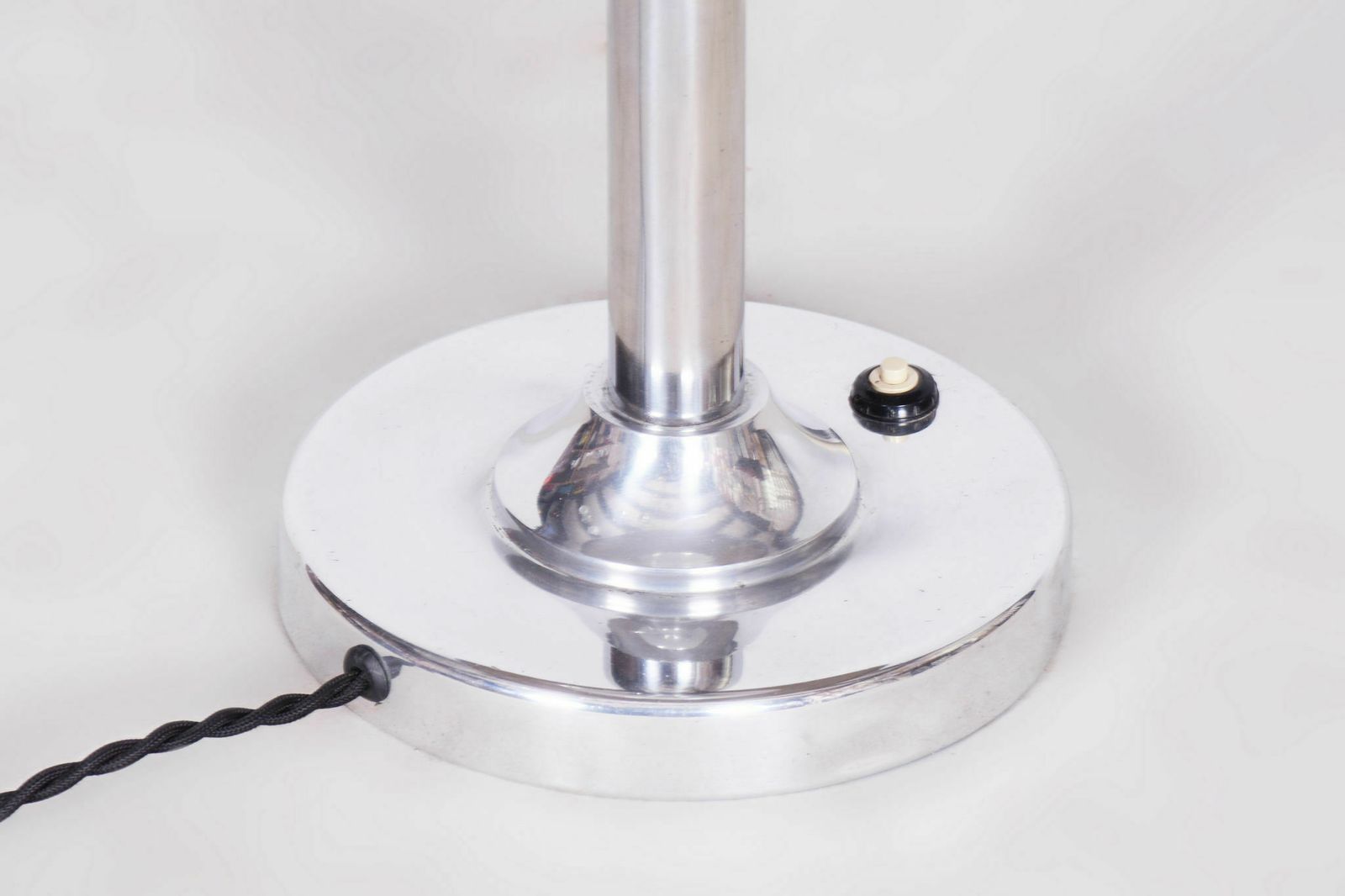 Restored Bauhaus Table Lamp, By Franta Anýž, Nickle Plated Steel, Czech, 1920s photo furniture
