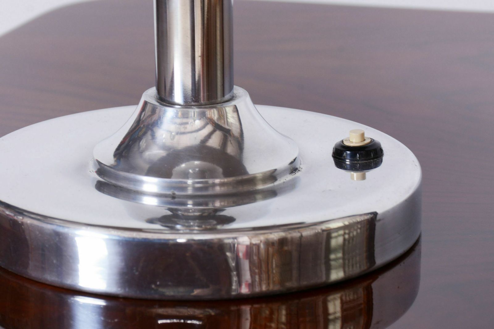 Restored Bauhaus Table Lamp, By Franta Anýž, Nickle Plated Steel, Czech, 1920s photo vinterior