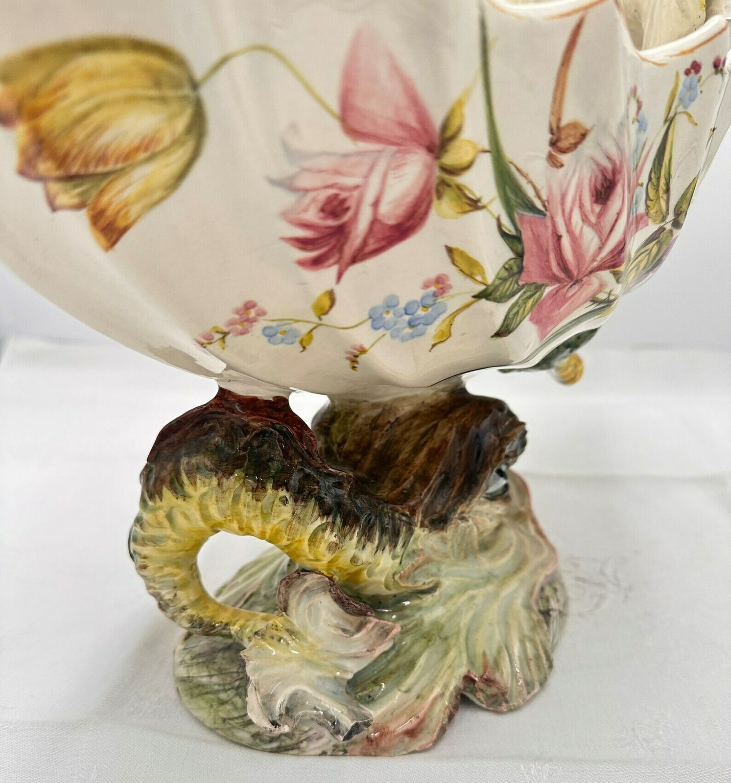 Italian Majolica Nove Centerpiece Bowl Mermaid photo vintage
