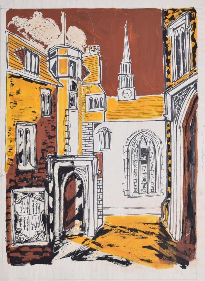 Magdalene College, Cambridge III Painting By Margaret Souttar 1960s