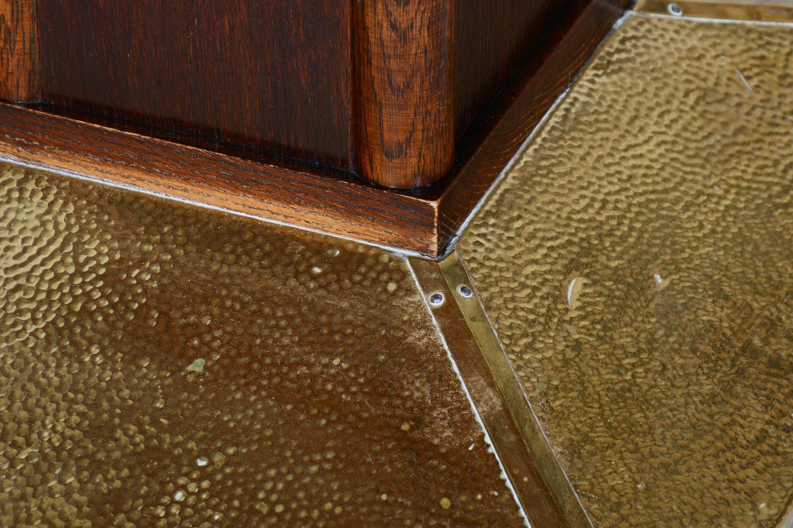 Restored Art Deco Small Table, Oak, Brass, Revived Polish, Czechia, 1920s photo buy