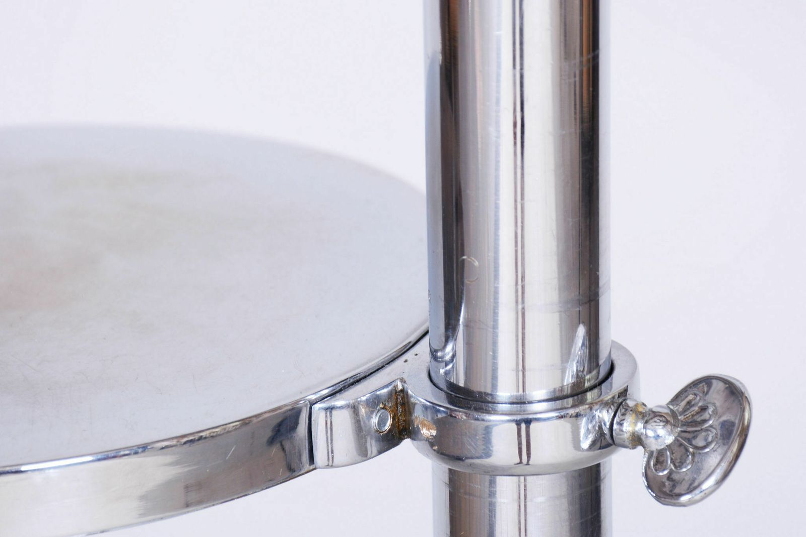 Restored Art Deco Floor Lamp, Chrome, New Electrification, Adjustable Lamp Height, Angle, Czechia, 1920s photo for sale