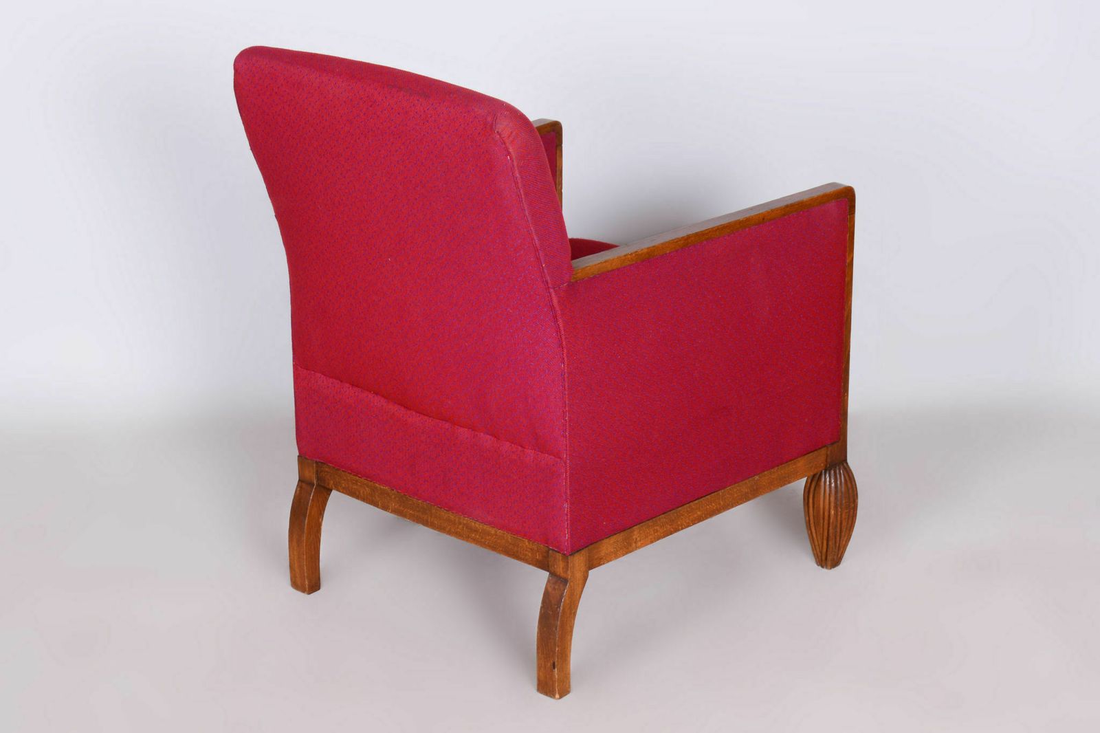 Restored Art Deco Red Armchair, Beech, Original Upholstery, France, 1930s photo buy