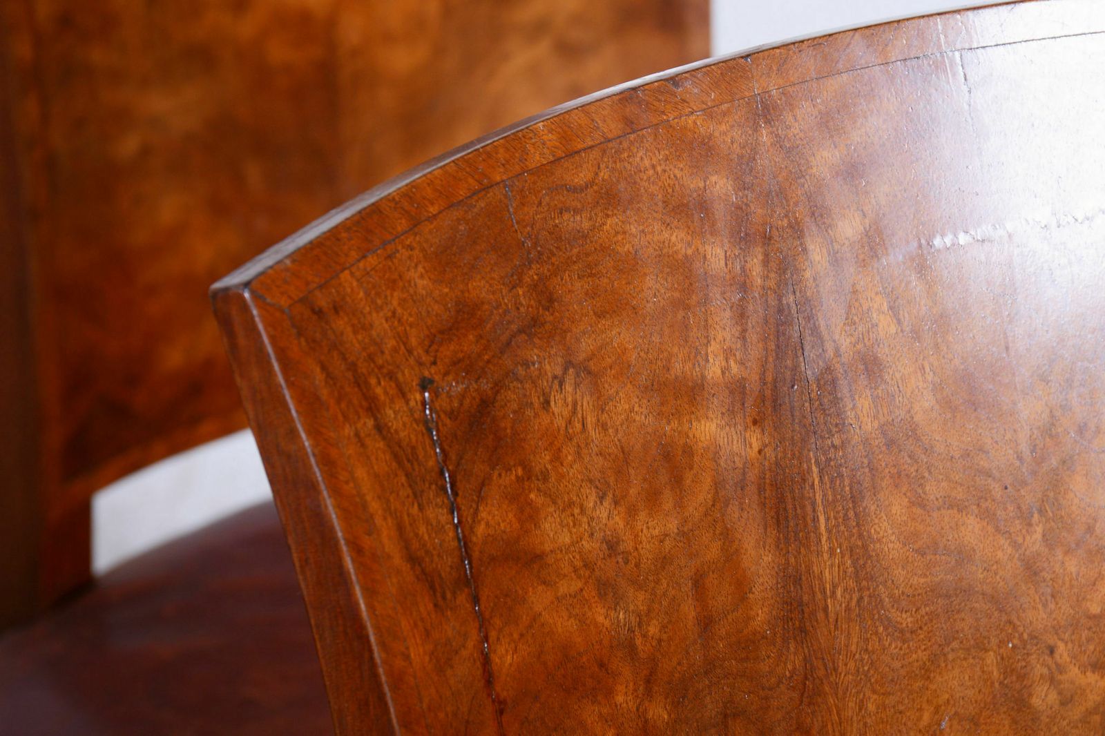 Six Art Deco Chairs, Walnut, Restored, Original Upholstery, France, 1920s photo furniture