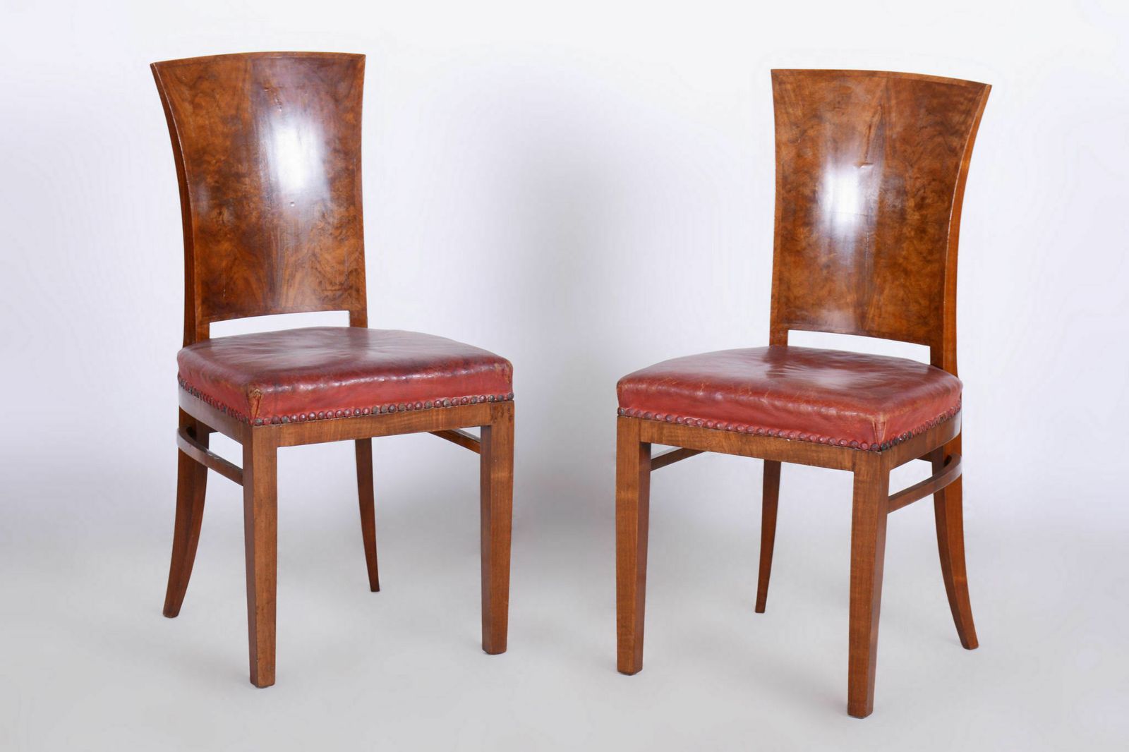 Six Art Deco Chairs, Walnut, Restored, Original Upholstery, France, 1920s photo vinterior