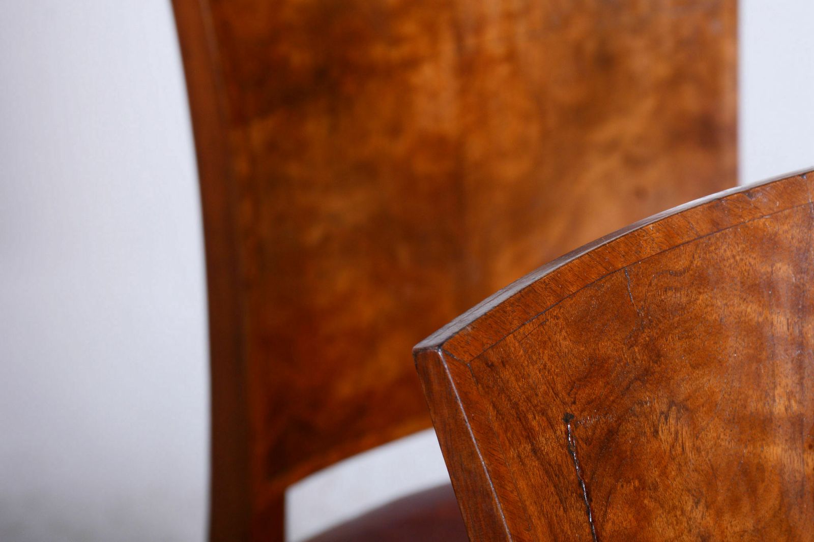 Six Art Deco Chairs, Walnut, Restored, Original Upholstery, France, 1920s photo buy