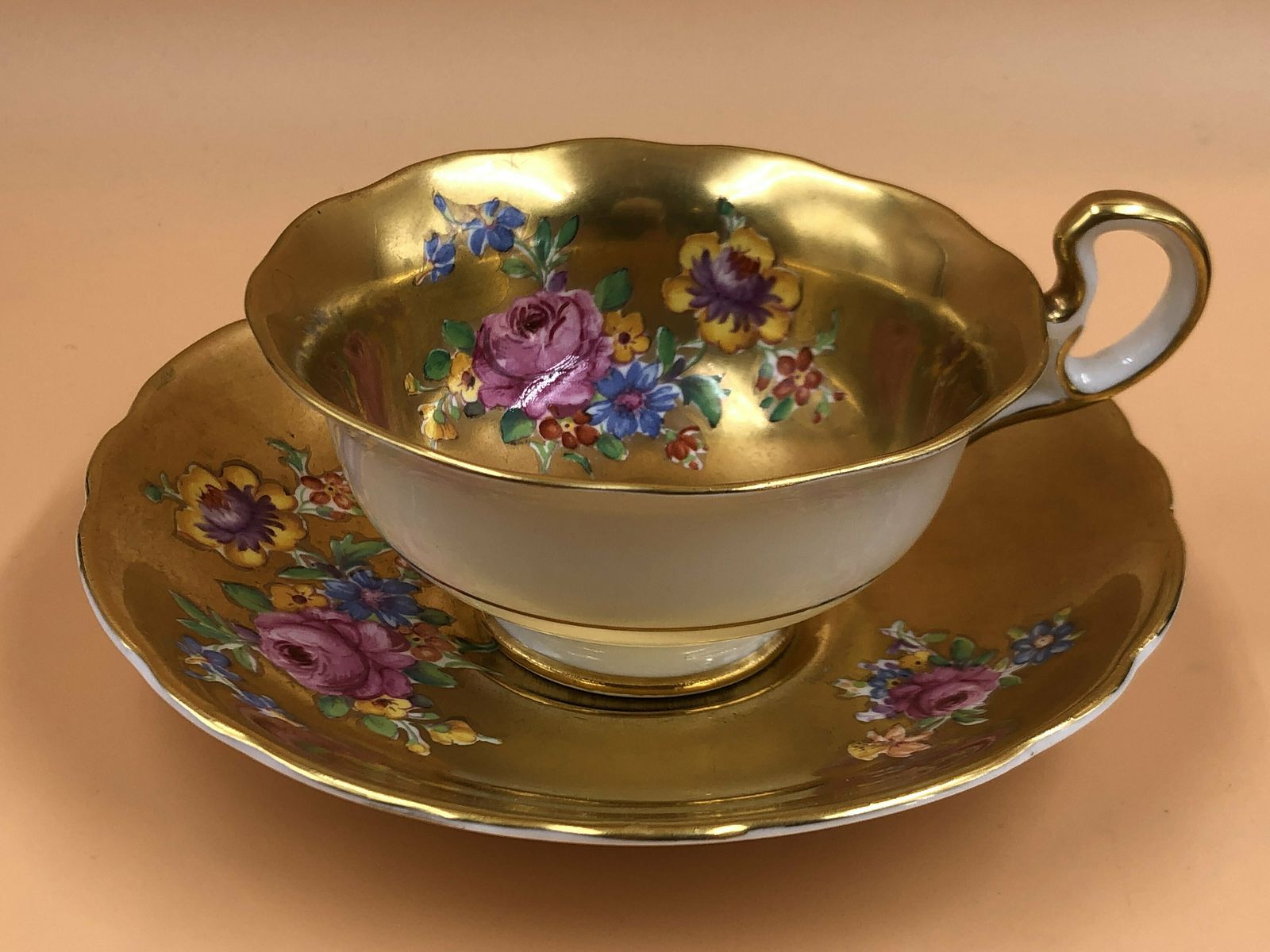 Antique Radfords Fenton China Gold / Gilded Floral Tea Cup And Saucer Duo. No. 8548. C1920. photo furniture