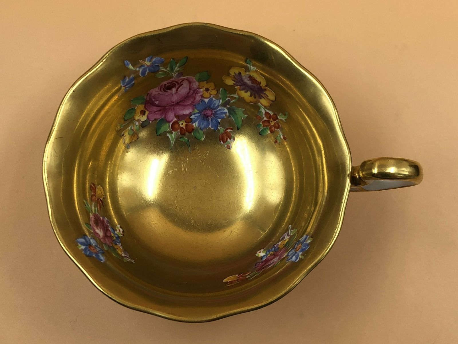 photo furniture Antique Radfords Fenton China Gold / Gilded Floral Tea Cup And Saucer Duo. No. 8548. C1920.