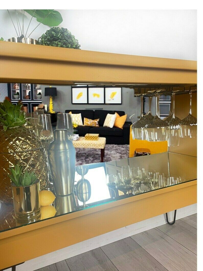 Mustard Yellow Nathan Cocktail Cabinet  Now Available To Commission photo for sale