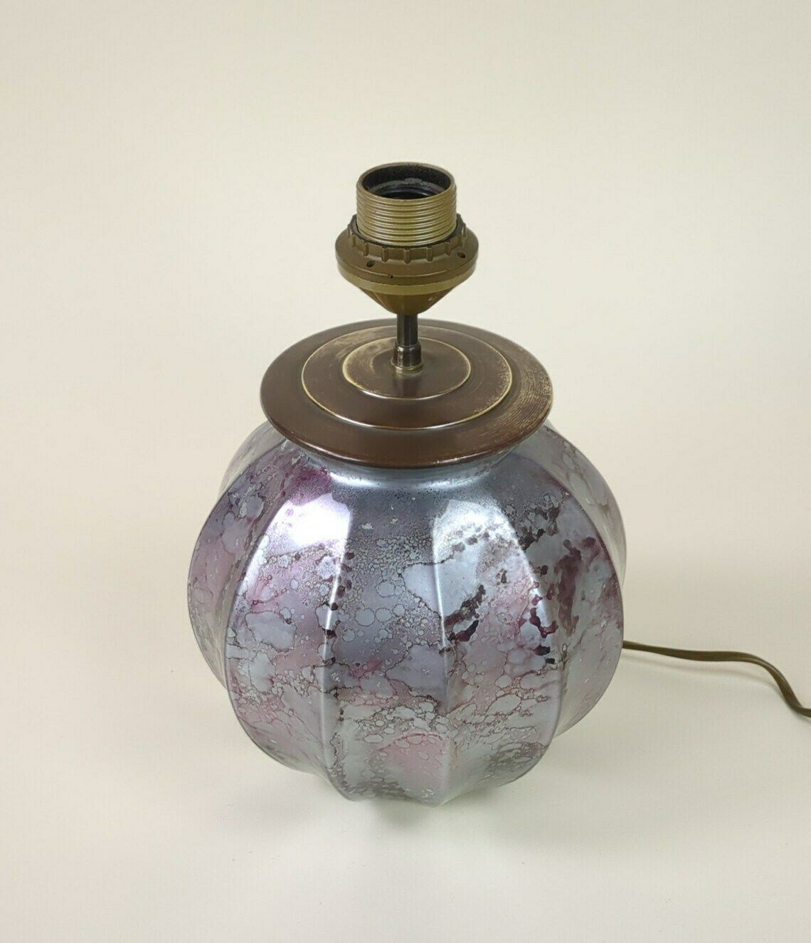 Vintage French 1980s Pink Lacquered Glass Boule Shaped Table Lamp, Original Lighting photo 350.0