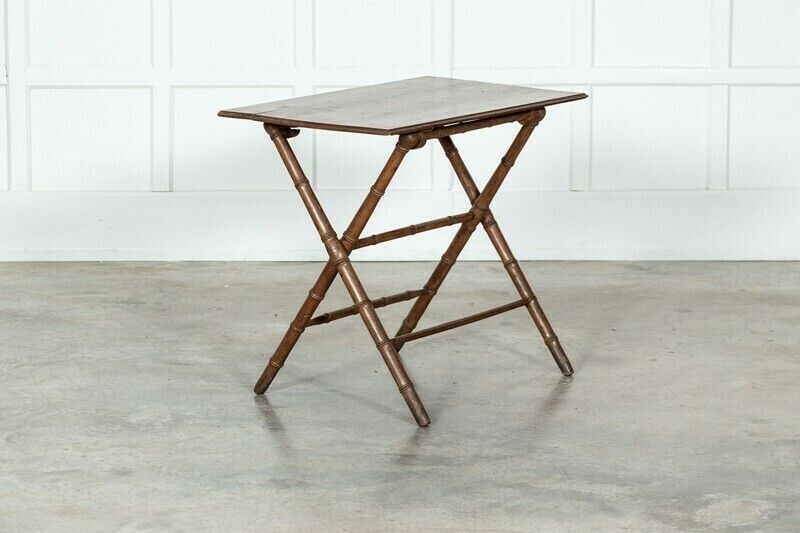19thc French Faux Bamboo Pine Vendange Table