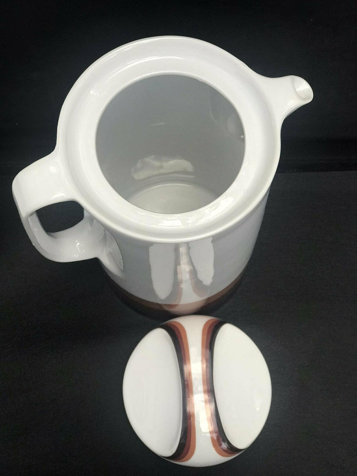 Koffiepot Van Porselein, Eschenbach, Beieren, Duitsland, Jaren 1970 – Wit En Bruin Porselein, Duits Porseleindecor, Made In Germany photo Woonaccessoires