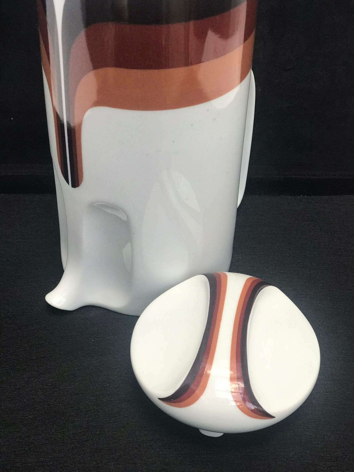 Coffee Pot Porcelain Eschenbach Bavaria Germany 1970s, Old Jar White Brown Porcelain, German Porcelain Decor 70s Made In Germany photo buy