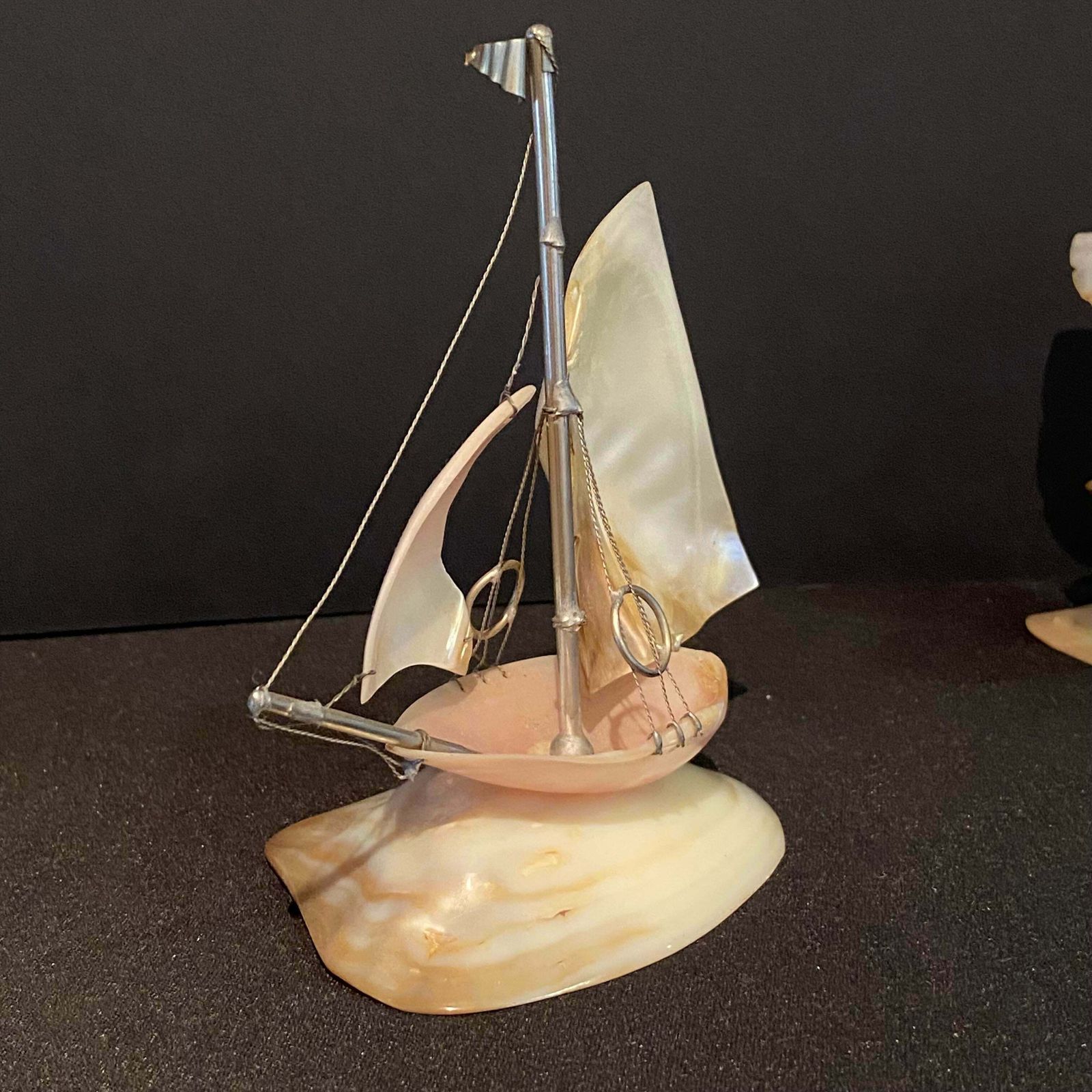 A Pair Of Early 20th Century Art Deco Spinnaker Sailing Yacht Sculpture And Tropical Tree photo 500.0