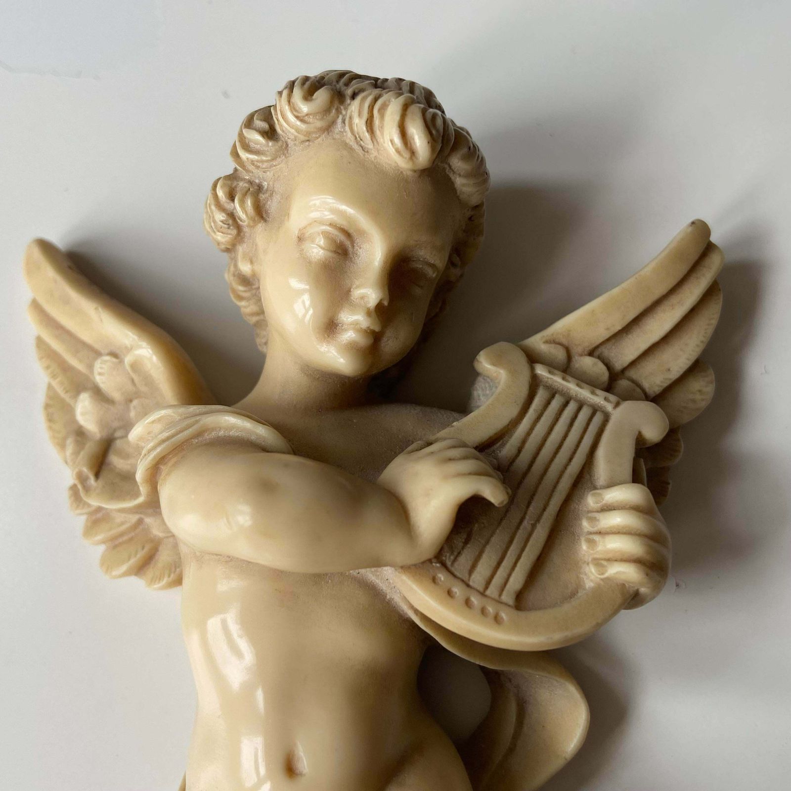 Antique Victorian Celluloid Angel Playing Harp Figurine photo Home Decor