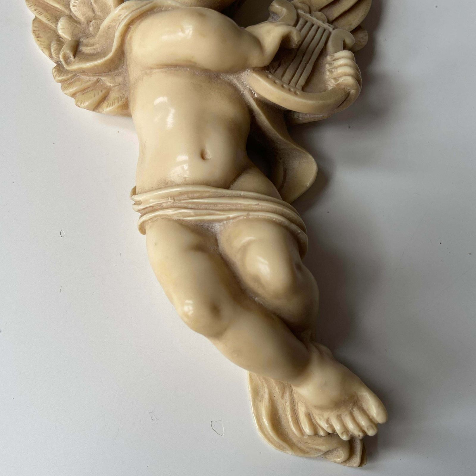 Antique Victorian Celluloid Angel Playing Harp Figurine photo 229.0