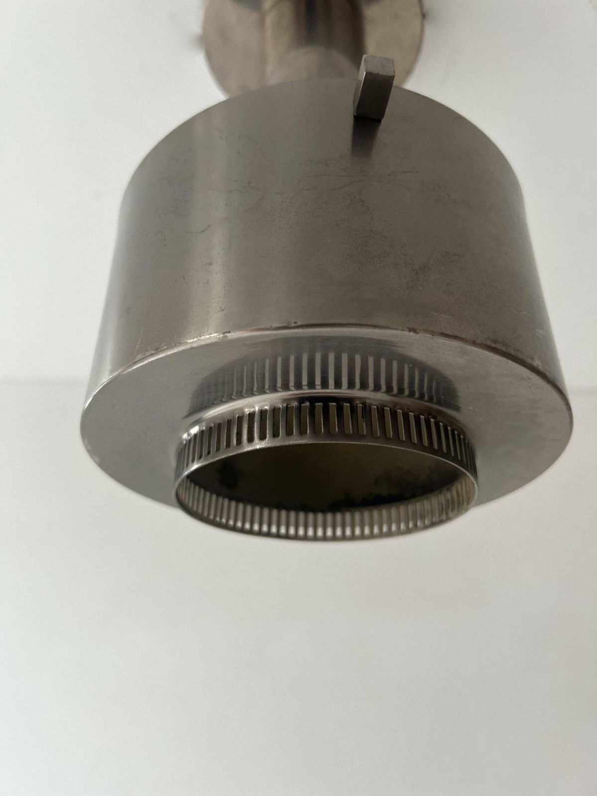 Vintage Modernist Chandelier, Chrome Metal, France 1940s photo vintage