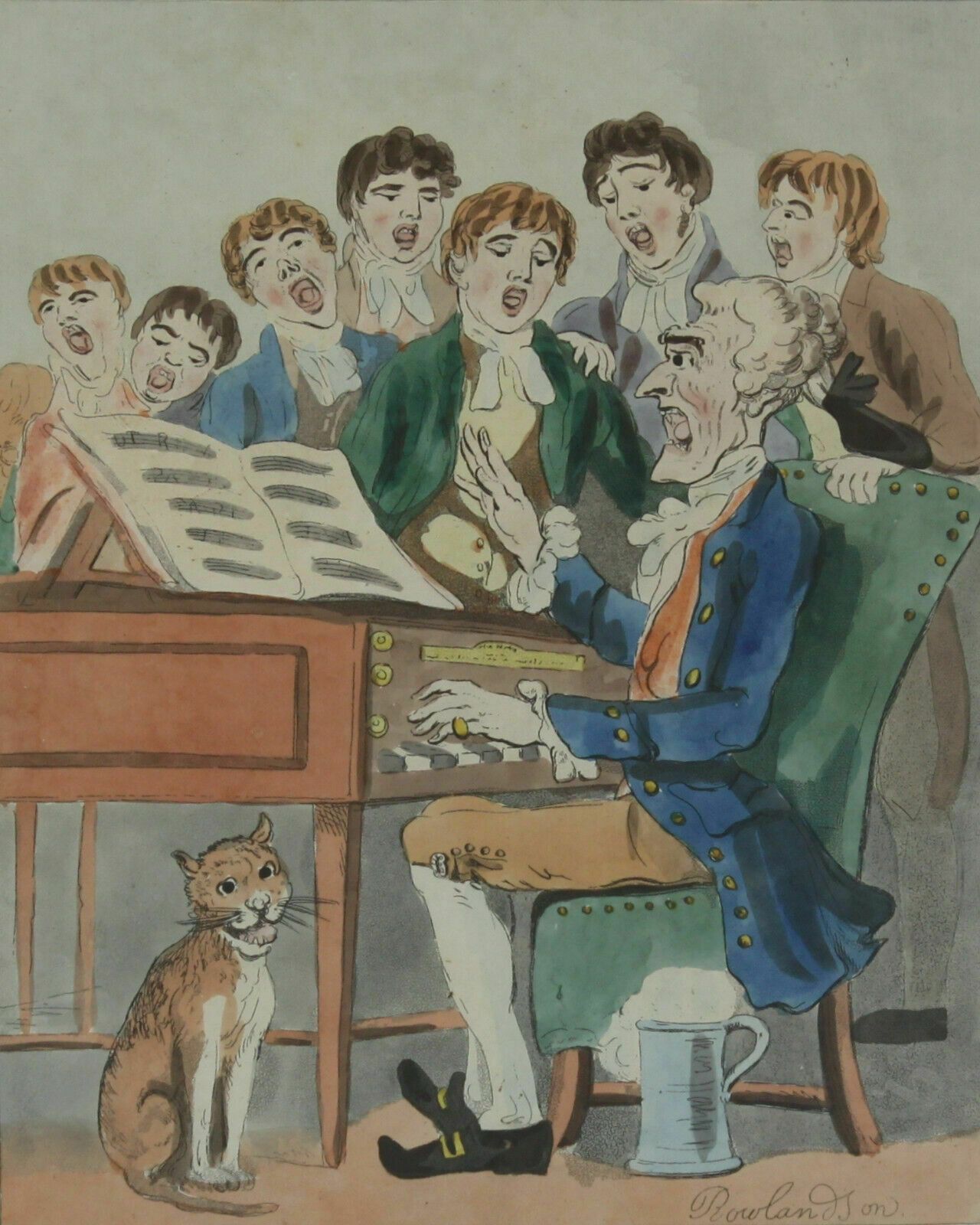 Coloured Aquatint By Rowlandson "A Musical Doctor And His Scholars" photo furniture