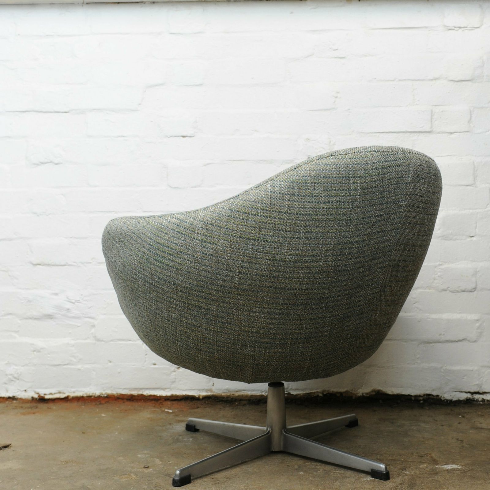 Vintage Swivel Newly Upholstered Blue/Grey Egg Chair 1970s photo Furniture