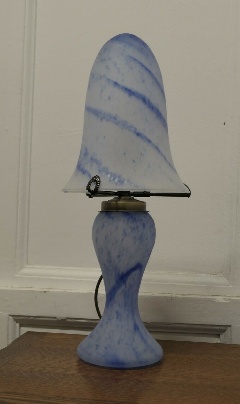 Art Deco Style End Of Day Blue Glass Lamp And Glass Shade photo furniture