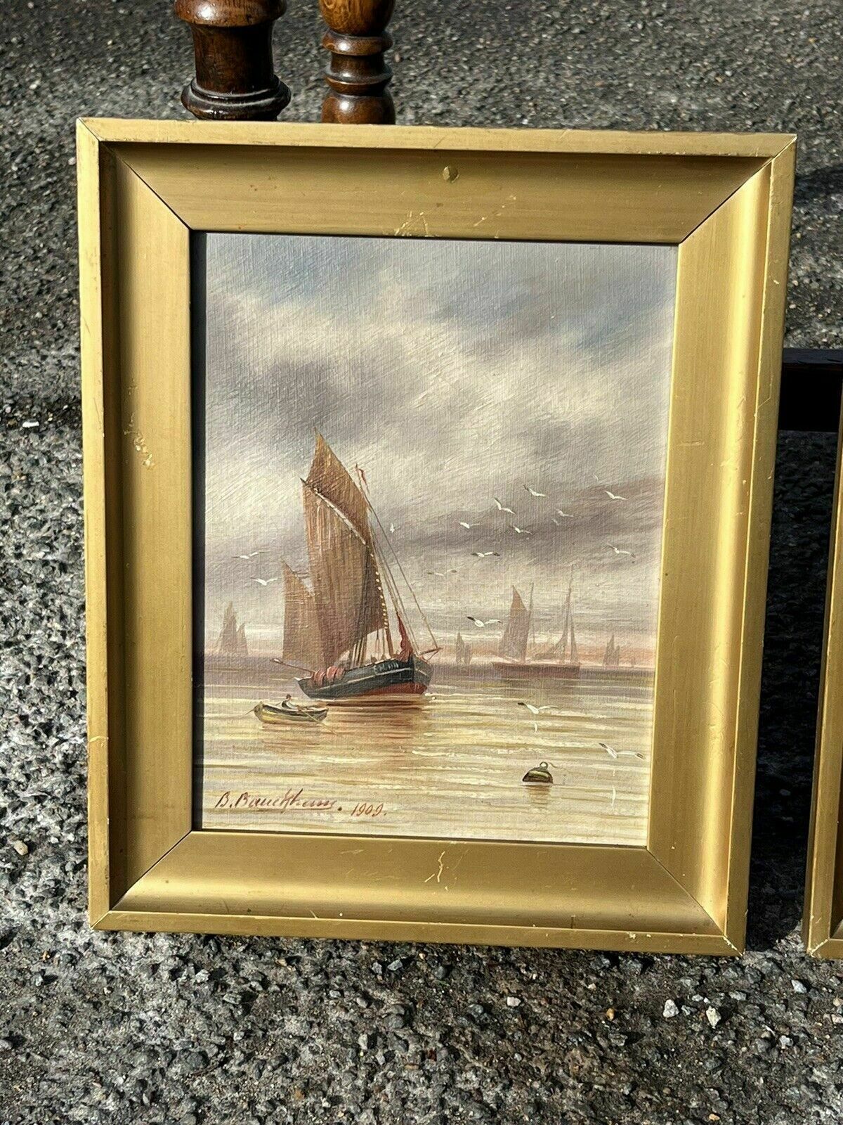 Pair Of Framed Maritime / Marine Oil Paintings, Signed And Dated 1909 photo vinterior