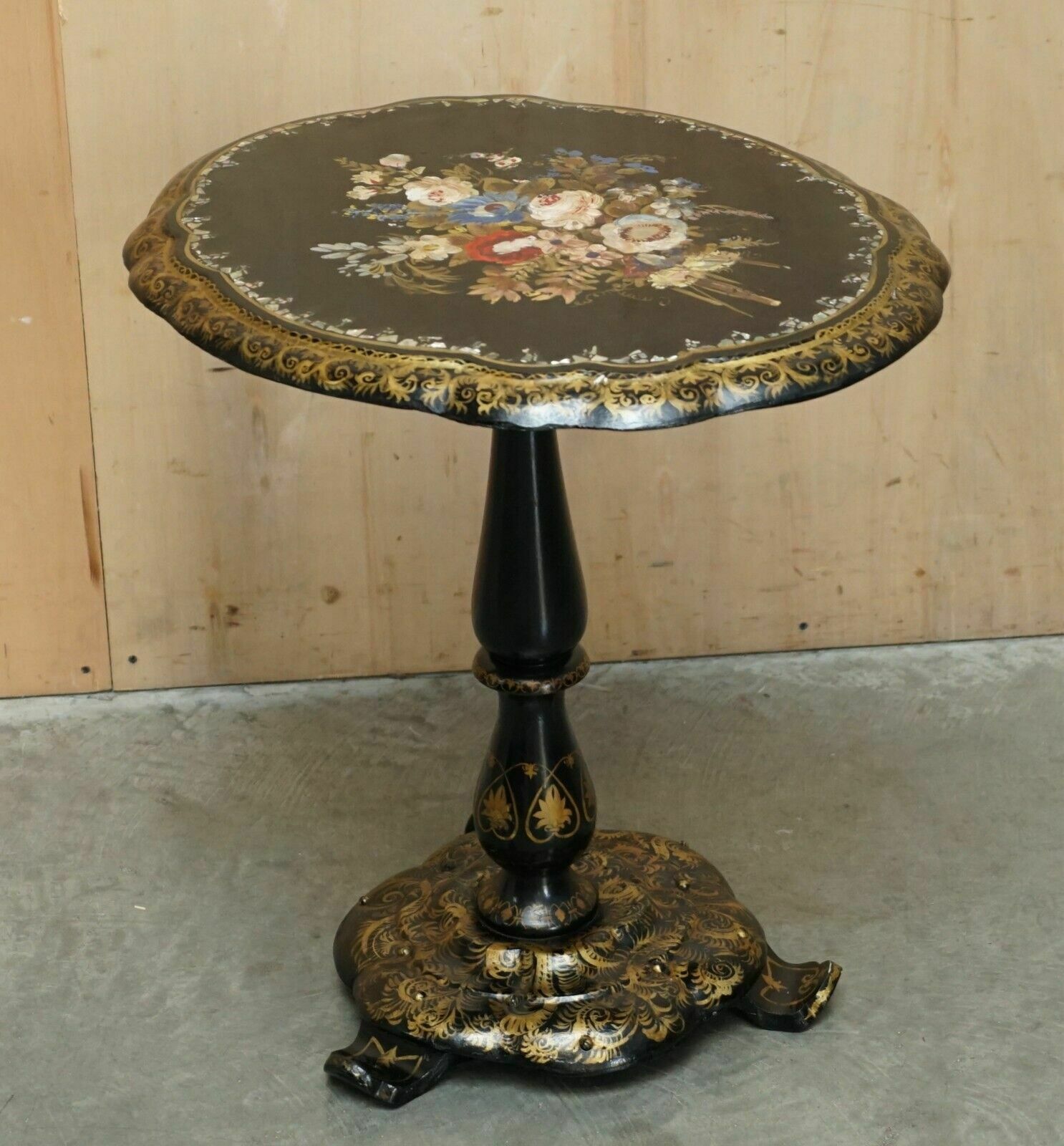 Antique Regency 1815 Jennens & Bettridge Stamped Mother Of Pearl Tilt Top Table photo for sale