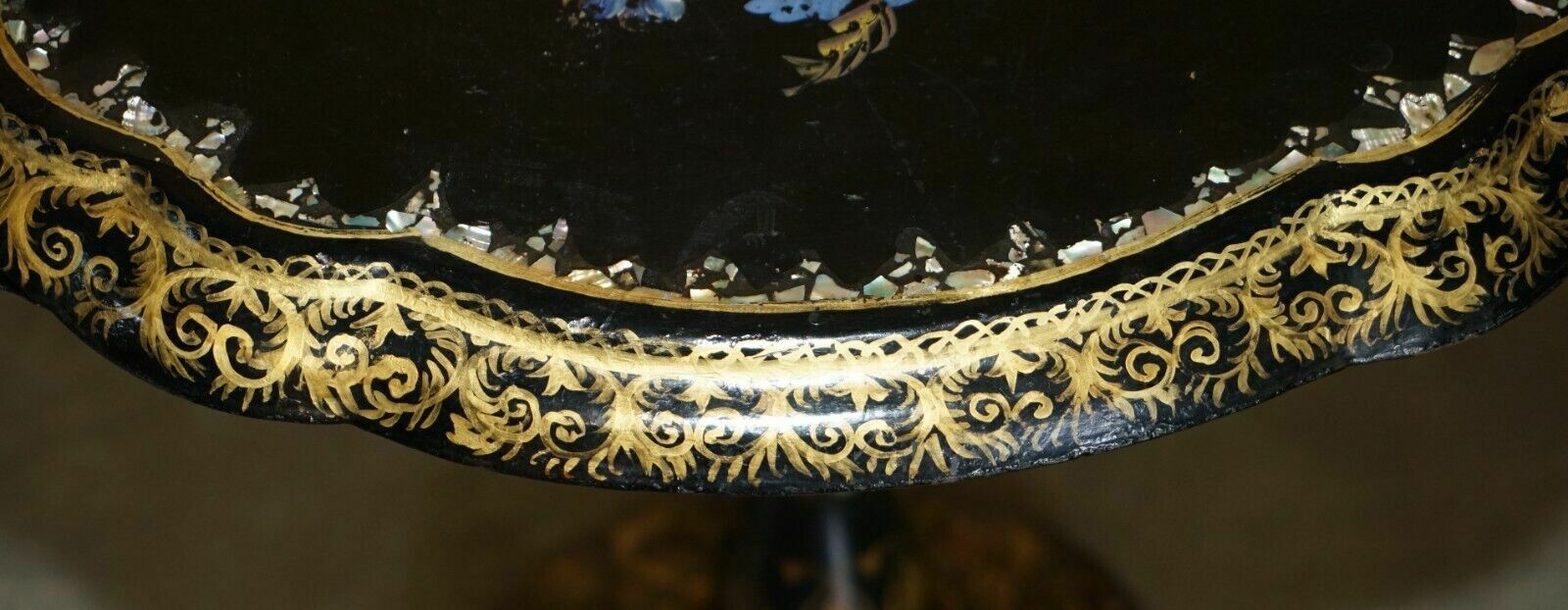 Antique Regency 1815 Jennens & Bettridge Stamped Mother Of Pearl Tilt Top Table photo vintage