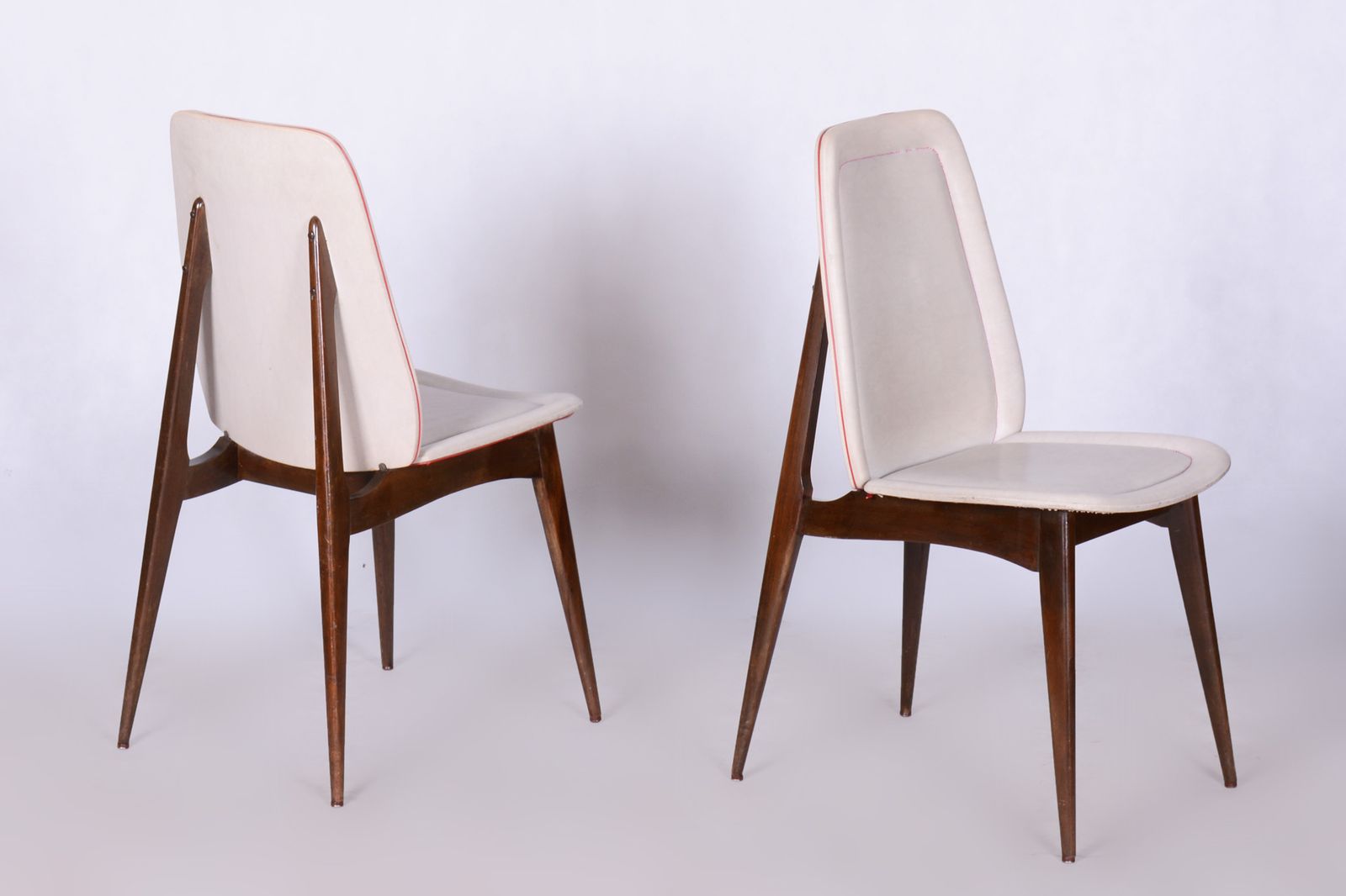 Six Original Art Deco Chairs, By Jules Leleu, Revived Polish, France, 1940s photo vintage
