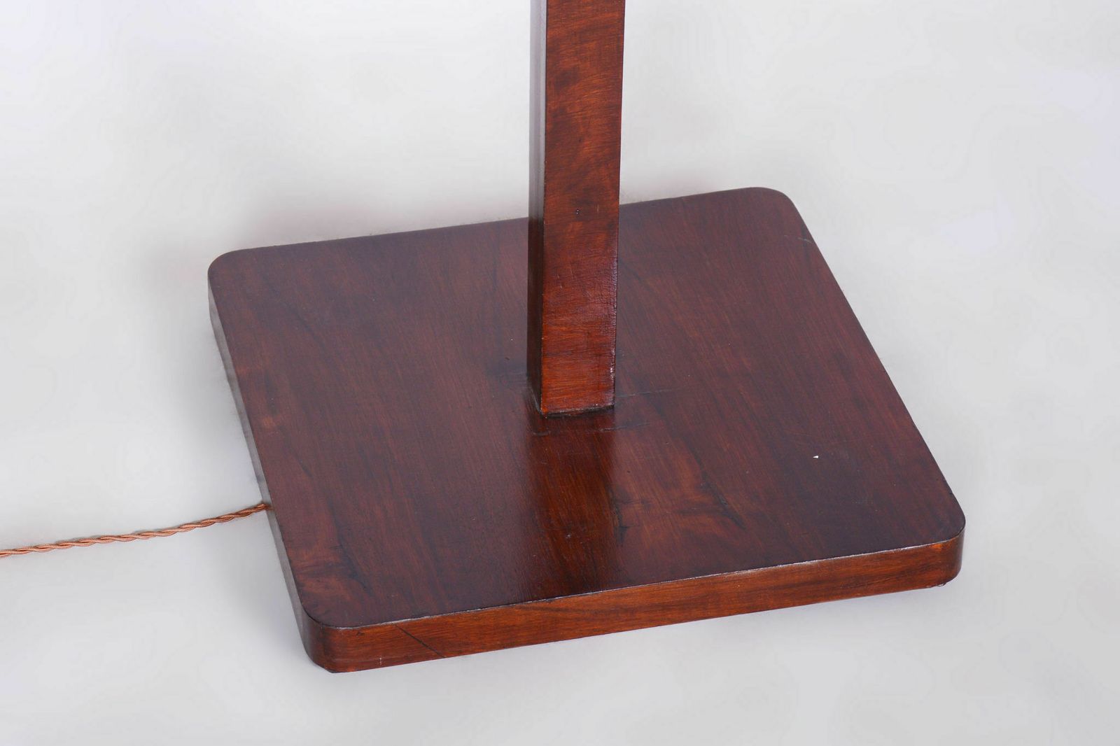Restored Art Deco Floor Lamp, Walnut, Brass, New Electrification, Czech, 1930s photo furniture