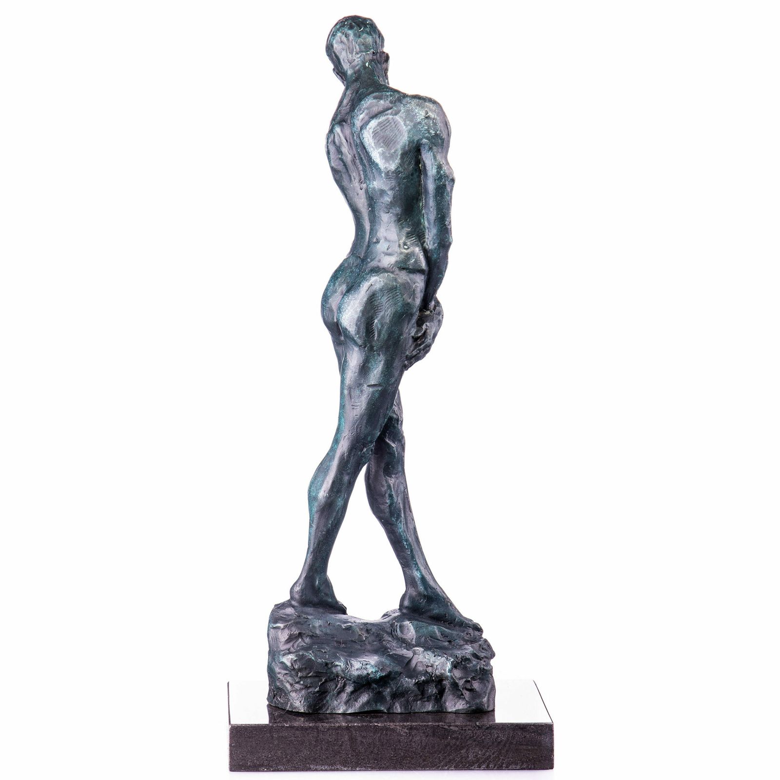 Bronze Sculpture Of Male Nude With Green Patina – photo for sale