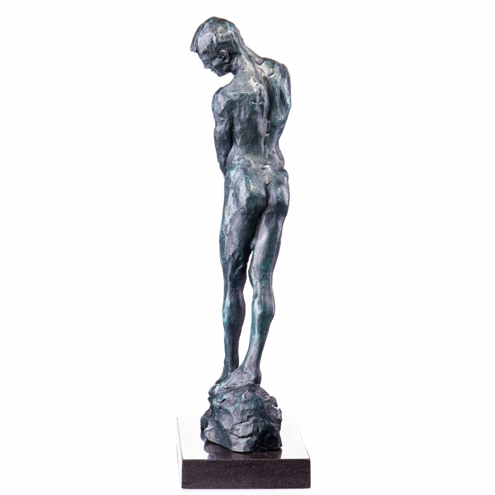 Bronze Sculpture Of Male Nude With Green Patina – photo Home Decor