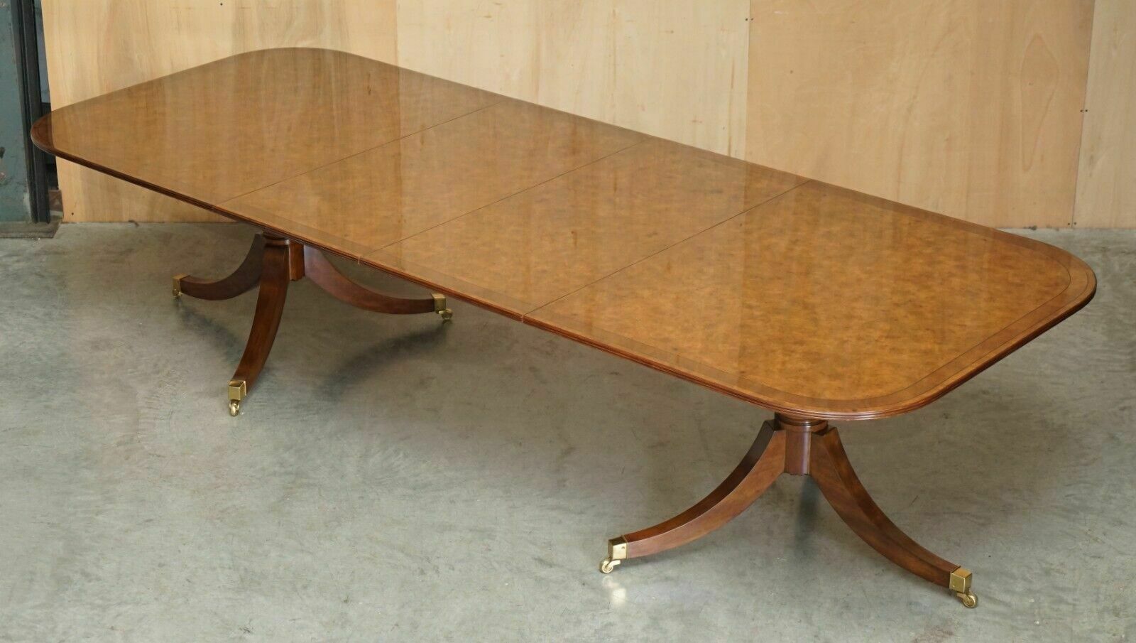 Exquisite Two Pedestal Burr Walnut Extending Dining Table & 10 Chairs Suite photo furniture