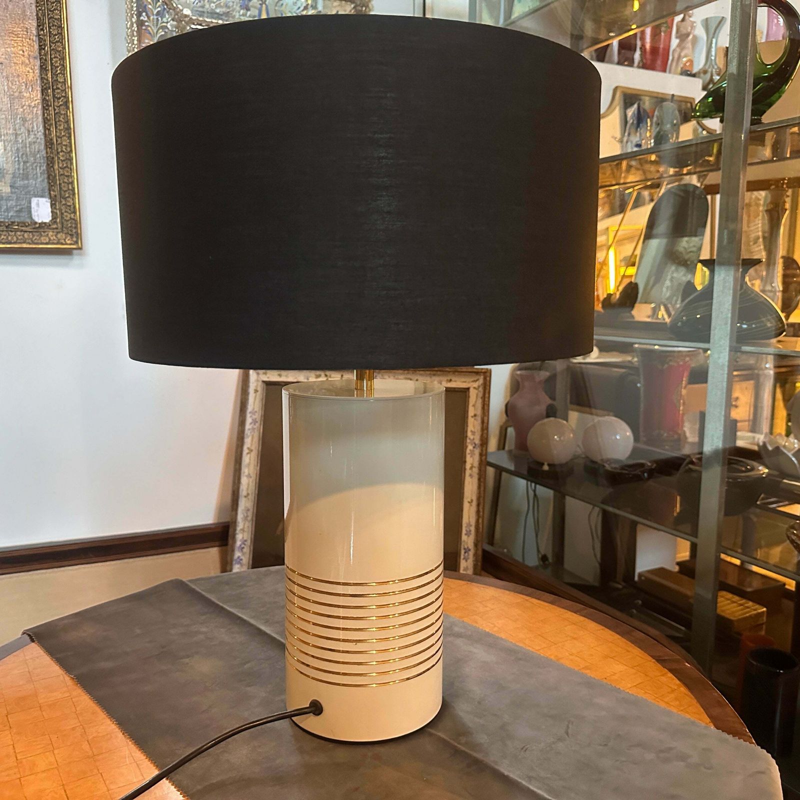 1970s High Quality Mid Century Ivory And Gold Painted Metal Italian Table Lamp £712.41 photo furniture