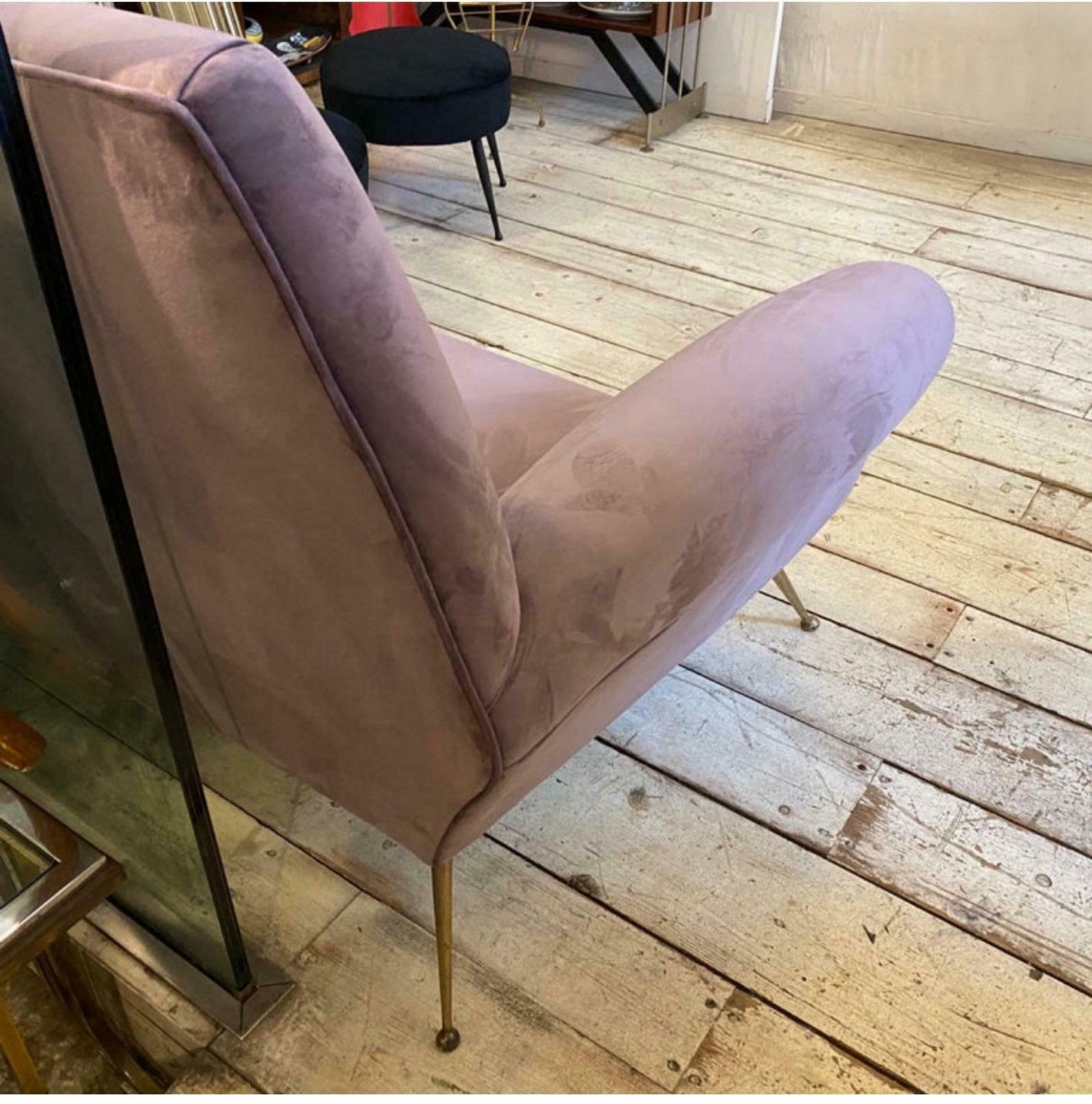 Furniture 1950s Gigi Radice Style Mid Century Modern Wisteria Velvet Italian Sofa photo